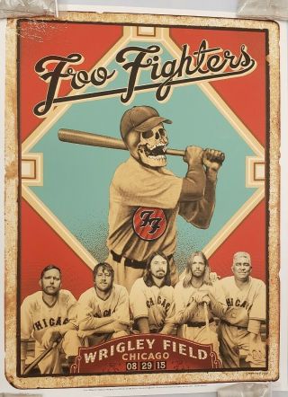 & Signed Foo Fighters Emek Wrigley Field Chicago Poster Print Art