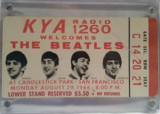The Beatles - Vintage 1966 Candlestick Park Last Concert Concert Ticket Stub