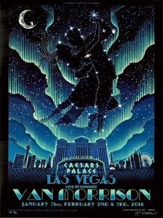 & Signed Emek Van Morrison Moondance Caesers Las Vegas A/p Poster 30/30