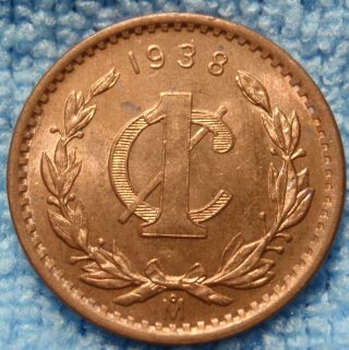 Bu Unc 1937 M Mexican 1 One Centavo Coin Uncerculated.