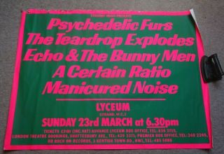 Psychedelic Furs Teardrop Explodes Lyceum London Gig Poster 23 March 1980