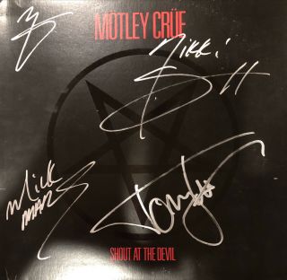 Motley Crue Shout At The Devil Lp Originally Autographed By Sixx Mars Lee Neil