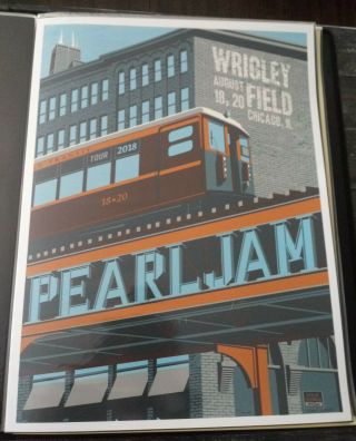 2018 Pearl Jam Wrigley Field Chicago Poster Steve Thomas Ap Signed
