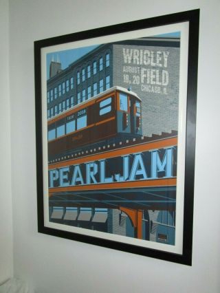 Pearl Jam Wrigley Field Chicago Print Poster Steve Thomas Ap S/n Framed