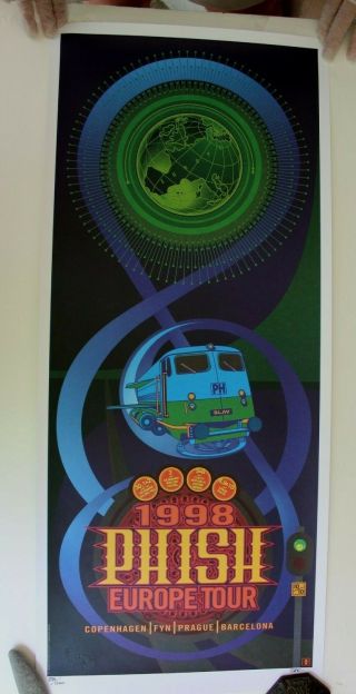 1998 L/e Phish Europe Tour Poster Scott Campbell Signed Numbered