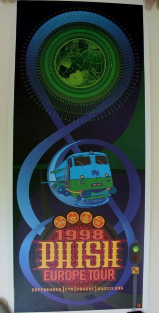 1998 L/E PHISH EUROPE TOUR POSTER SCOTT CAMPBELL SIGNED NUMBERED 2