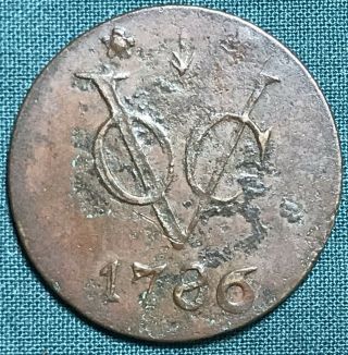 1786 Netherlands Dutch East Indies Voc 1 One Duit Km 50.  2 Foreign Coin Colonial