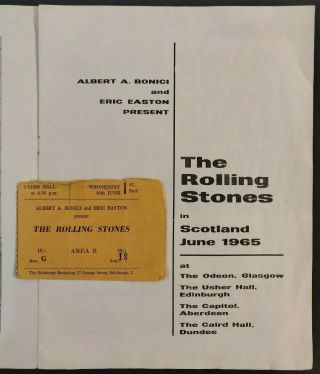 The Rolling Stones In Scotland,  June 1965 Programme & Ticket From Edinburgh Show