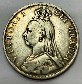 Great Britain Queen Victoria 1891 Silver Florin Scarce