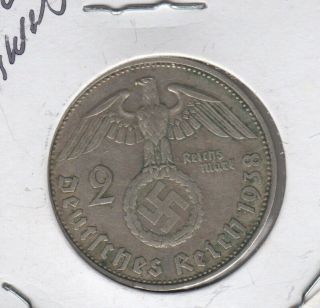 German - Third Reich 1938 (g) Ww2 Mark Silver Coin,  Nazi,  Ww2,