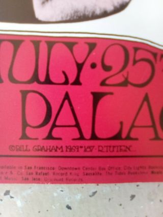 The Doors Poster 1st.  FIRST PRINT Cow Palace 1969 Bill Graham BG - 186 Randy Tuten 3