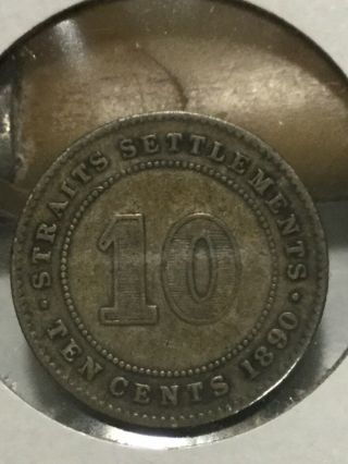 Straits Settlements 10 Cents 1890 H Victoria