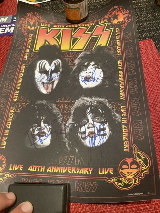 Kiss 40th Anniversary Hand Signed Poster Paul Stanley,  Gene Simmons Eric Tommy