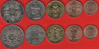 Bhutan Set Of 5 Coins: 5 Chhertum - 1 Ngultrum 1955 - 1979 Unc