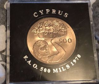 Cyprus 500 Mils 1970 F.  A.  O. ,  Silver Proof