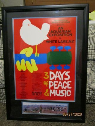 1969 Skolnick Framed Woodstock Music Art Fair Poster With