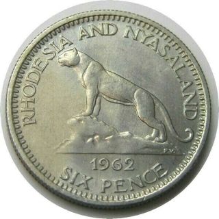 Elf Rhodesia & Nyasaland 6 Pence 1962 Lion