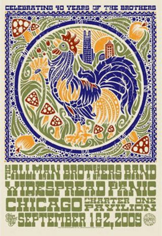 Widespread Panic Allman Brothers Chicago 2008 Official Poster S/n 1st Ed Ra
