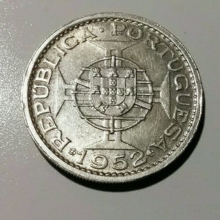 1952 Portugal (macau) 5 Patacas Silver Foreign Coin Bcs/p52
