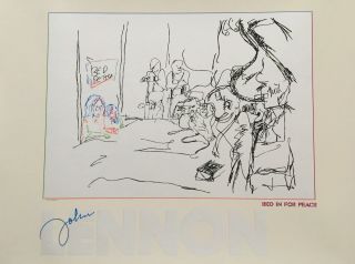John Lennon Bed In For Peace Ldt Edition Serigraphic Poster 40 " X 30 " 1989