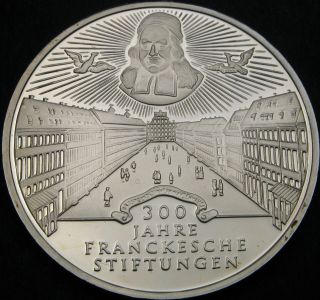 Germany 10 Mark 1998f Proof - Silver - Francke Foundations In Halle - 7 ¤