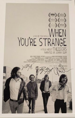Ray Manzarek,  Robby Krieger,  John Densmore Rare Signed Poster The Doors Movie