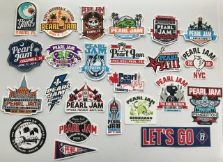 Rare Pearl Jam 2016 North America Tour Complete Set Of 24 Stickers And 22 Pins