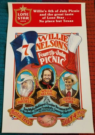 Willie Nelson 7th 4th Of July Picnic Poster 1979