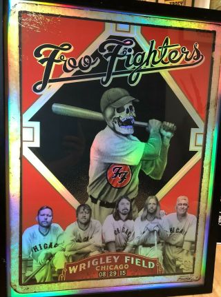 Foo Fighters Chicago Wrigley Field 2015 Foil A/p Poster Signed