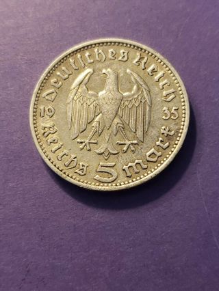 1935 - J German 5 Mark Silvet Coin Au