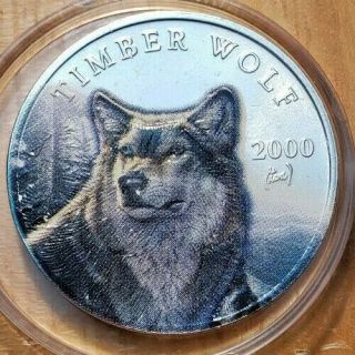 2000 Republic Of Liberia 10 Dollars World Proof Animal Coin - - Timber Wolf