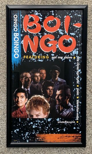 Signed Oingo Boingo,  " Boi - Ngo” Mca Records Promo Poster,  19 X 36 Inches Framed