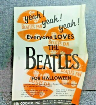 The Beatles Ben Cooper Halloween Costume Promotional Flyer 1964 John Paul Ringo