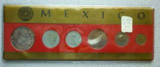 1963 - 1964 Mexico - Complete Unc Type Set (6) W/ 1964 Silver Morelos Peso