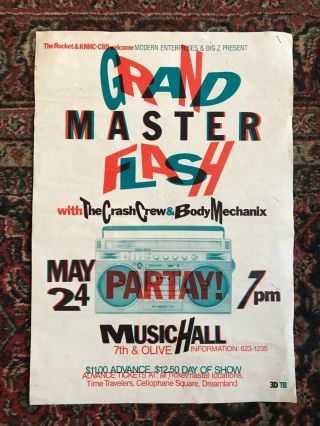 Grandmaster Flash,  The Crash Crew,  Body Mechanix 3 - D Concert Poster Seattle 1984