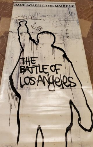 Rage Against The Machine Autographed Vinyl Poster Battle Of Los Angeles 2 