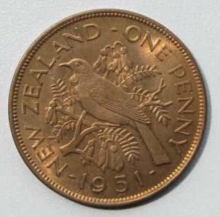 Zealand 1951 Penny,  Unc,  Red