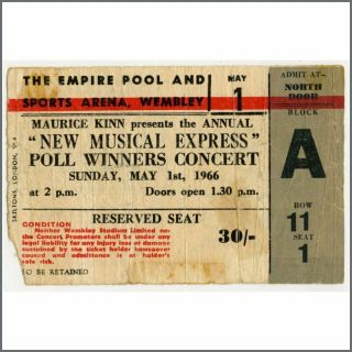 The Beatles 1966 Nme Poll - Winners Concert Ticket Stub (uk)