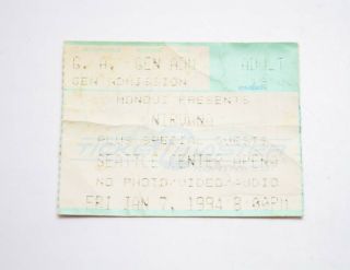 1994 Nirvana Seattle Concert Ticket Stub Kurt Cobain In Utero Nevermind Bleach