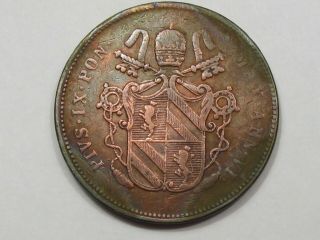Papal States Coin: 1851 2 Baiocchi (cleaned).  Pope Pius Vi.  68