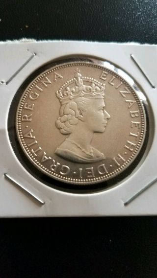 1964 Silver Bermuda One Crown Queen Elizabeth Ii Coin