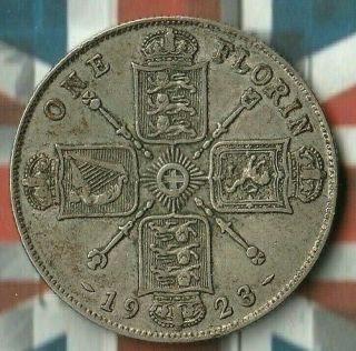 1923 King George Great Britain Florin - 50 Silver - Details - In Good Shape