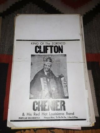 Clifton Chenier King Of The Zordico Orig Blank Top Poster 14 X 22 Zydeco 60s?