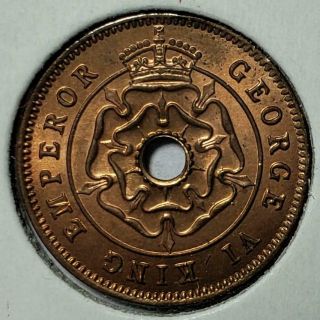 Southern Rhodesia,  1/2 Penny,  1943,  Red Choice Brilliant Uncirculated,  Bronze 2