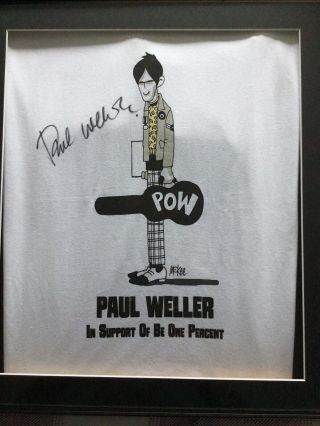 Paul Weller Signed Pete Mckee T Shirt Mounted,  Mod,  The Jam