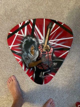 Rare Huge 22x22 Inch Custom Painted Eddie Van Halen Guitar Pick