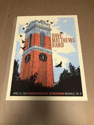 Dave Matthews Band Poster Nashville Vanderbilt 4/25/2009 Number /1150 Read