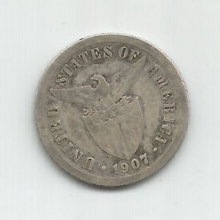 1907 Usa Philippines 10 Centavos Silver Coin Very San Francisco