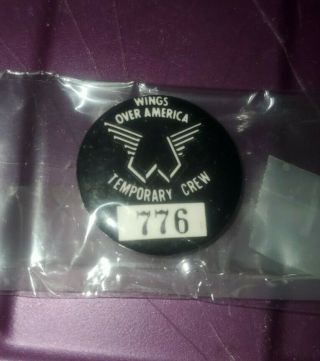 Paul Mccartney Wings Over America Tour Crew Pin Beatles Only1made W/776 Lp 1of1