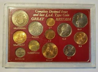 1967 - 1977 Great Britain Complete Decimal Issue And The Last Lsd Issue Coin Set